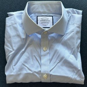 Charles Tyrwhitt Blue Dress Shirt Super Slim Fit size 15.5/35